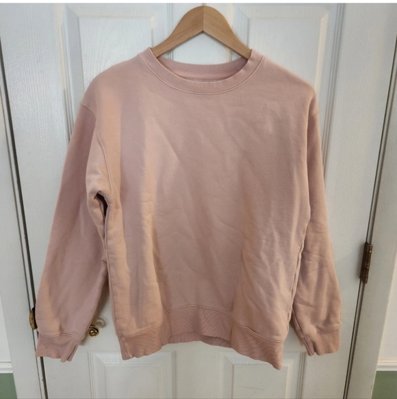 TNA Tops - Aritzia TNA Boyfriend Crewneck Cozy AF Fleece Crewneck Sweatshirt SZ Small Pink